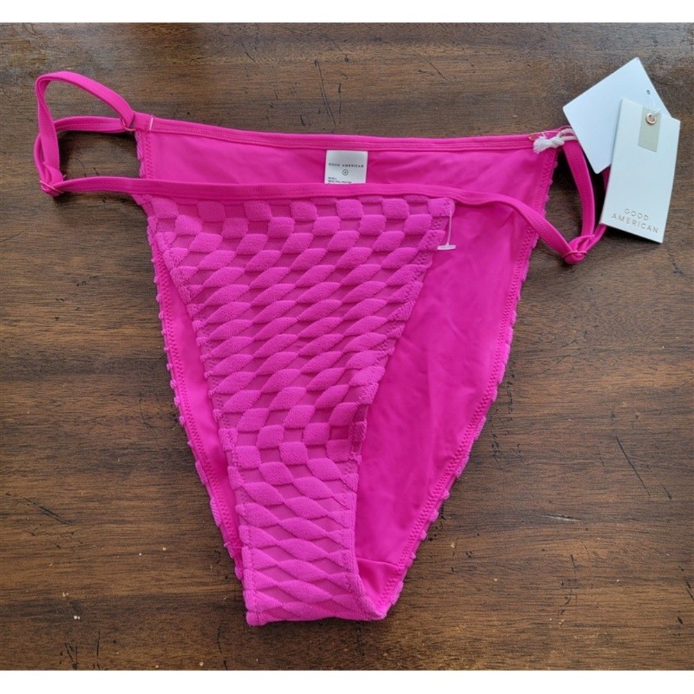 NWOT Good American L Jacquard Better Hawaiian Pink Bikini Bottom 123557